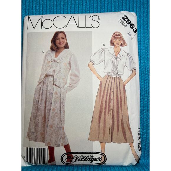 McCalls 2963 sewing pattern vest maxi skirt blouse kitten size 10 - Picture 1 of 6